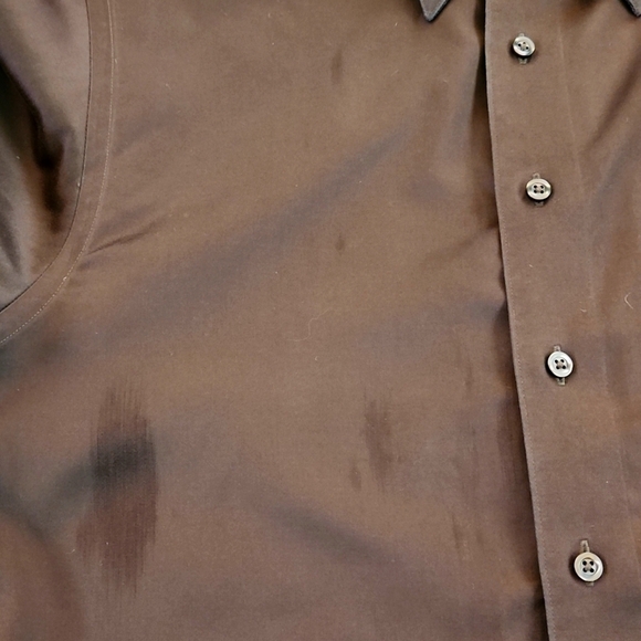 MURANO Liquid Cotton Brown Button-Up Dress Shirt - Picture 7 of 10